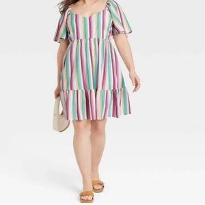 Ava & Viv Plus Size Flutter Short Sleeve Tiered Dress